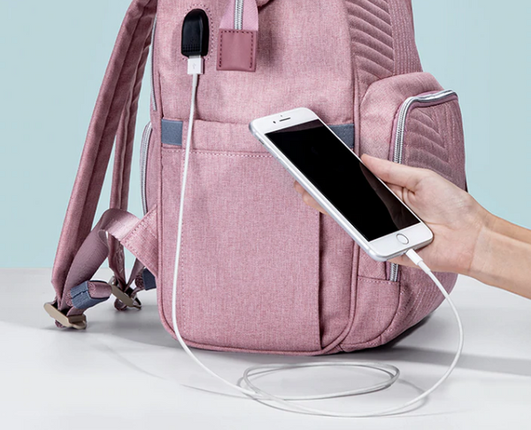 Lulu Grey Diaper Bag + Hooks