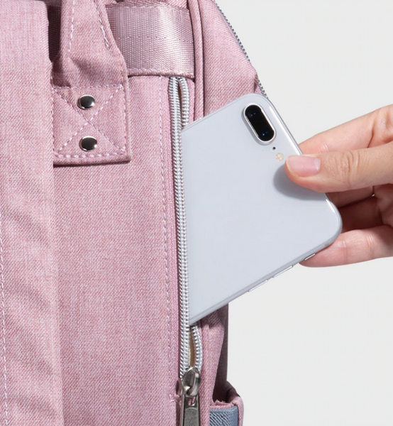 Lulu Navy Diaper Bag + Hooks