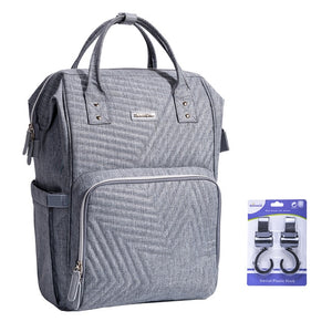 Lulu Grey Diaper Bag + Hooks