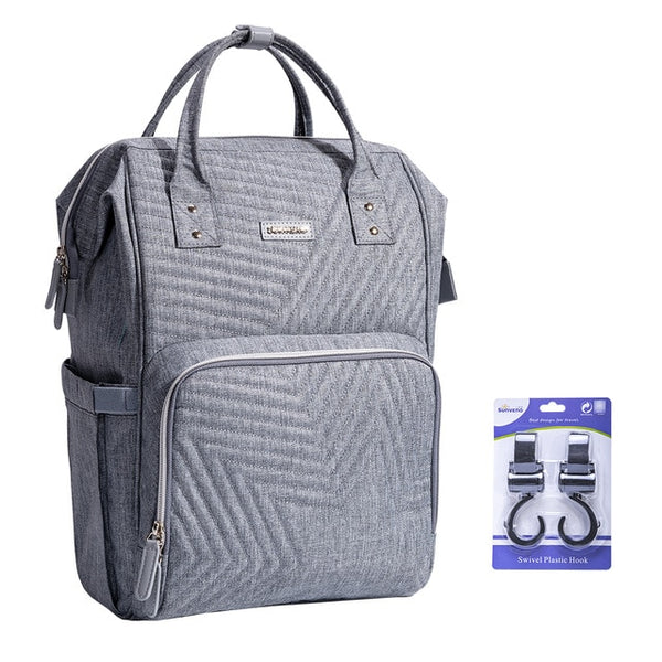 Lulu Grey Diaper Bag + Hooks