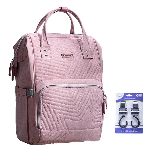 Lulu Pink Diaper Bag + Hooks