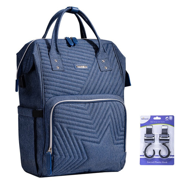 Lulu Navy Diaper Bag + Hooks