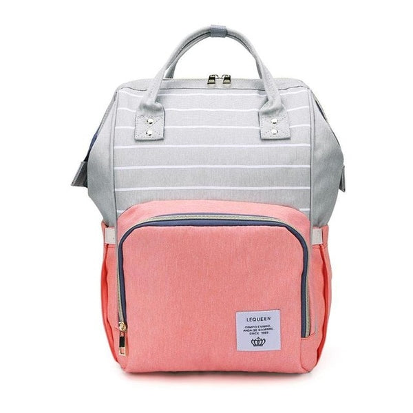 LEQUEEN Stripes Waterproof Mummy Diaper Bags for Mom Nappy Backpacks Handbag Large Capacity USB Port Maternity Nursing Baby Bag