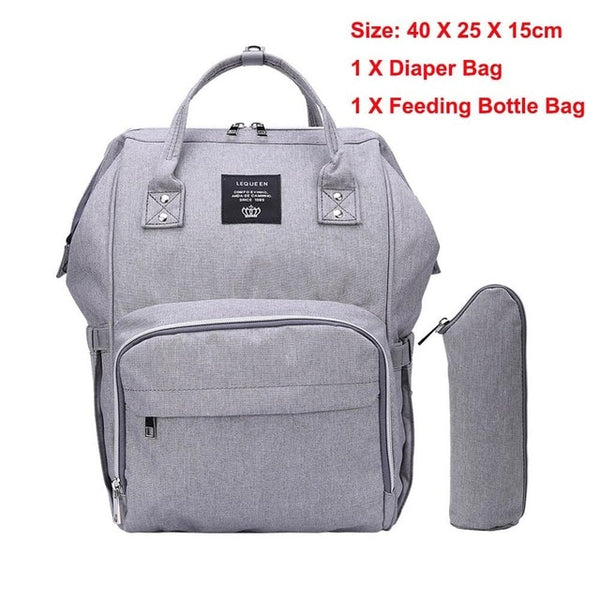 LEQUEEN Stripes Waterproof Mummy Diaper Bags for Mom Nappy Backpacks Handbag Large Capacity USB Port Maternity Nursing Baby Bag