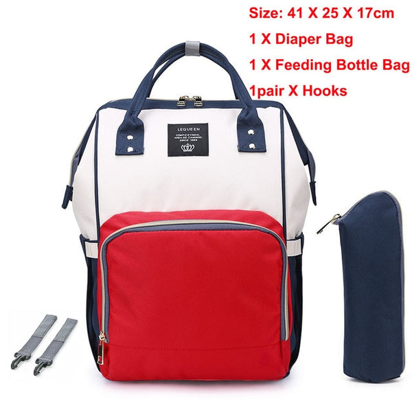LEQUEEN Stripes Waterproof Mummy Diaper Bags for Mom Nappy Backpacks Handbag Large Capacity USB Port Maternity Nursing Baby Bag