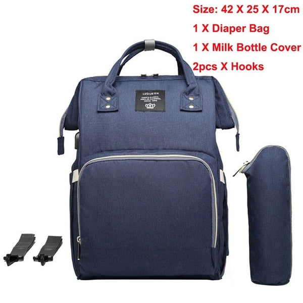 LEQUEEN Stripes Waterproof Mummy Diaper Bags for Mom Nappy Backpacks Handbag Large Capacity USB Port Maternity Nursing Baby Bag