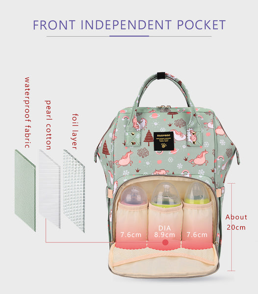 Diego Green Unicorn Diaper Bag