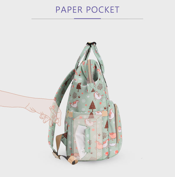 Diego Green Unicorn Diaper Bag