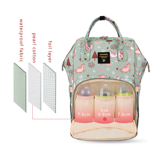 Diego Green Unicorn Diaper Bag