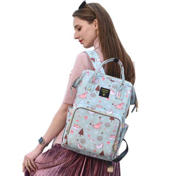 Diego Green Unicorn Diaper Bag